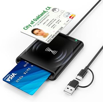 Smart Card Reader with NFC, CAC Reader for DOD Military Common Access