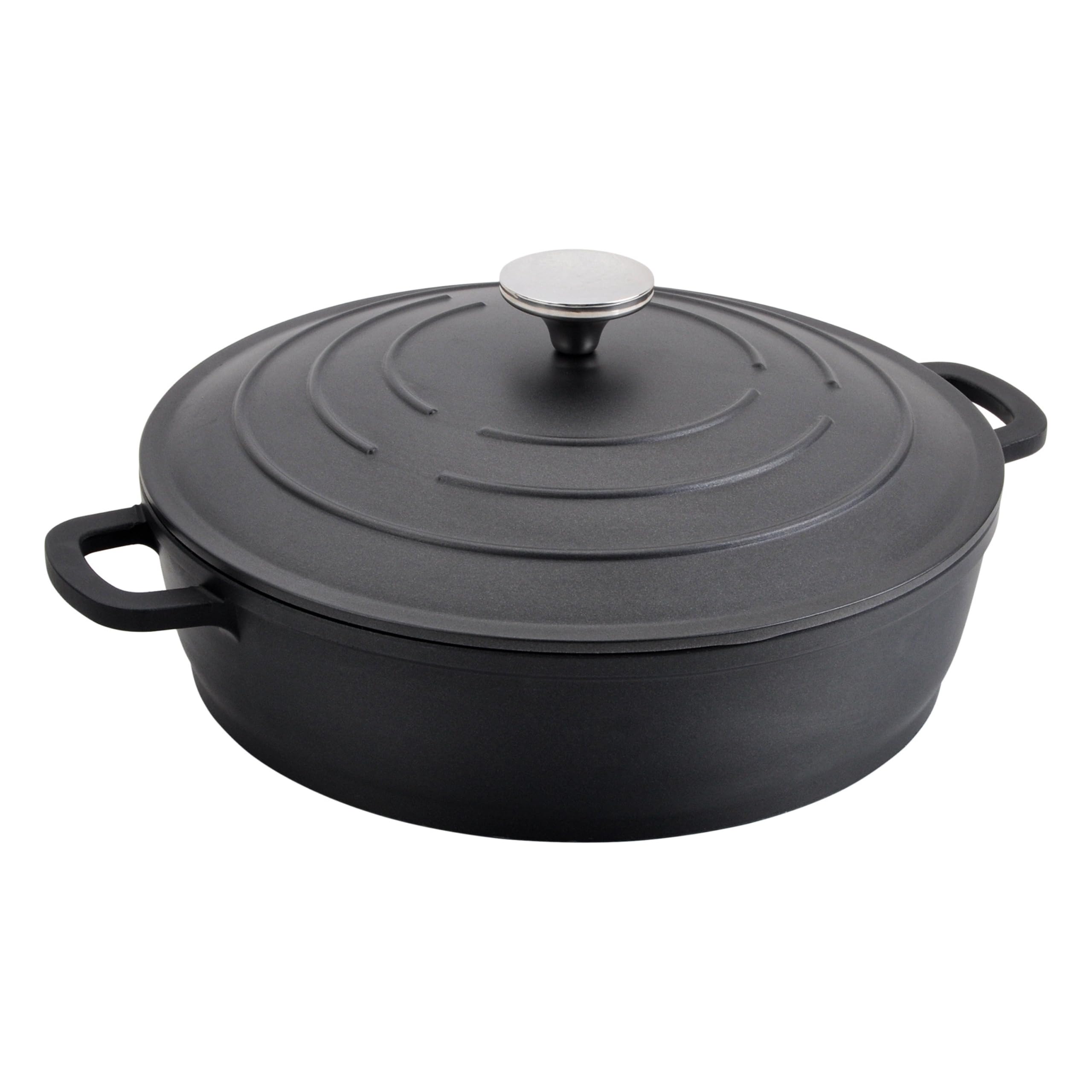 Commichef Cast Aluminium Shallow Casserole Dish - 28cm - Black