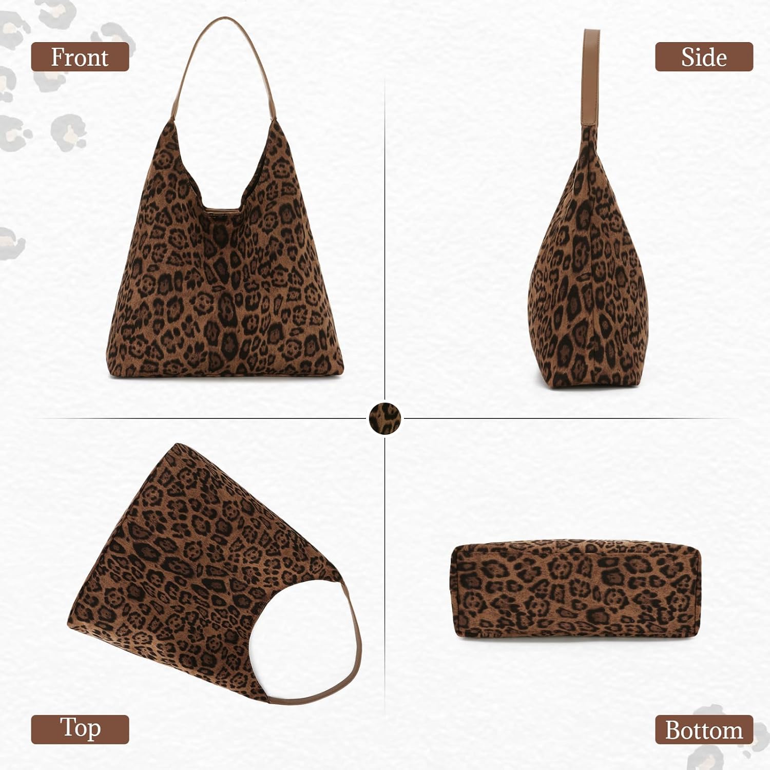 Leopard Hobo Purse Bag, Large Leopard Tote Bag for Women, Everyday Cheetah Purse Handbag