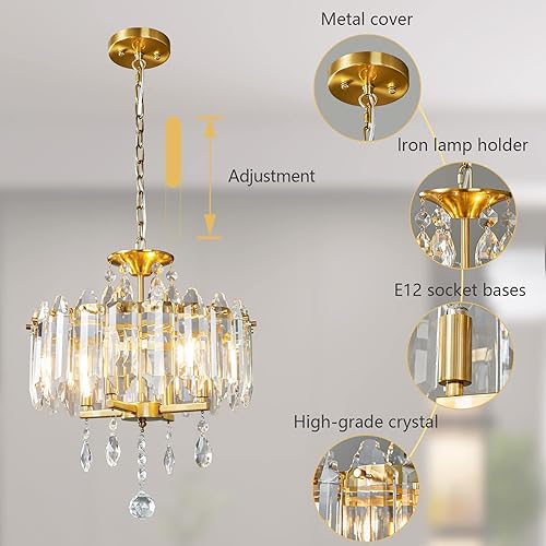 Miniatura 6 de Modernas lámparas de araña de cristal doradas, mini candelabros de cristal, lámpara de techo, iluminación colgante de granja para cocina, isla,