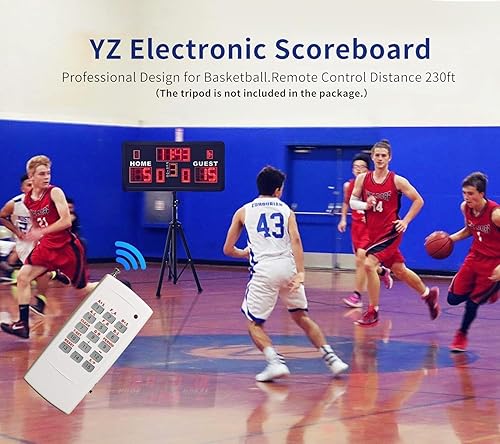 Miniatura 2 de YZ Marcador electrónico grande con zumbador, marcador digital profesional montado en la pared con control remoto, marcador de baloncesto con