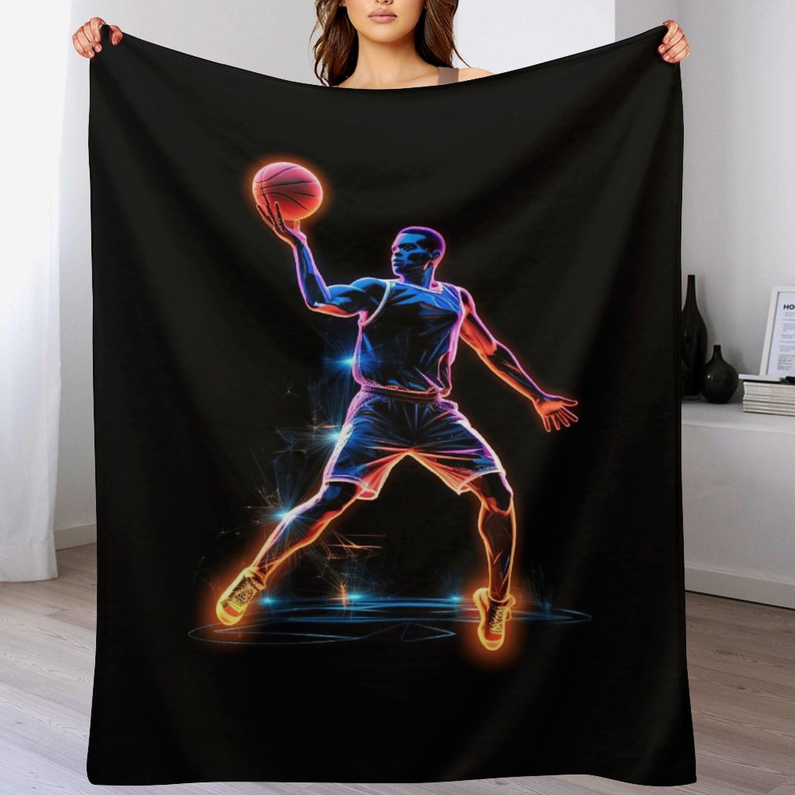 Dcccy Basketball Sport Blanket Ultra-Soft Micro Fleece Blankets Soft And Warm Throws Anti-Pilling Throw For Adults & Kids 100×130Cm