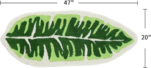 Miniatura 2 de Litabel Alfombra larga de baño de 20 x 47 pulgadas, antideslizante, bonita alfombra de baño en forma de palma, alfombra de baño grande con hojas de