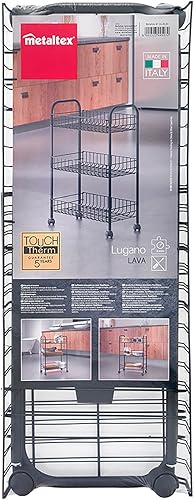 Miniatura 6 de Metaltex Lugano Carrito de 3 niveles con ruedas  Carrito de almacenamiento multiusos para el hogar, incluyendo cocina, baño, oficina y garaje