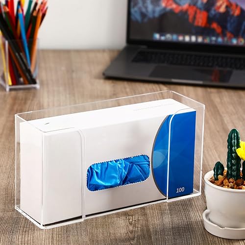 Miniatura 7 de Weysat 2 piezas de soporte acrílico para guantera, dispensador de guantes para montaje en pared, estante acrílico flotante de pared, dispensador de