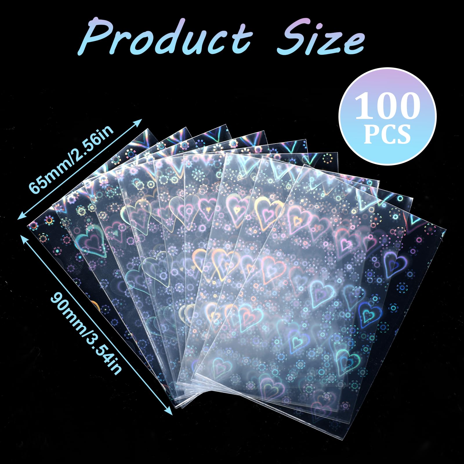 Amazon.com: 100 Pcs Photocard Sleeves Love Heart-Shape Laser Flashing Card  Sleeves Trading Cards Sleeve Holographic Foil Protective Cover Foil Card  Protective Sleeve 65x90mm : Toys & Games