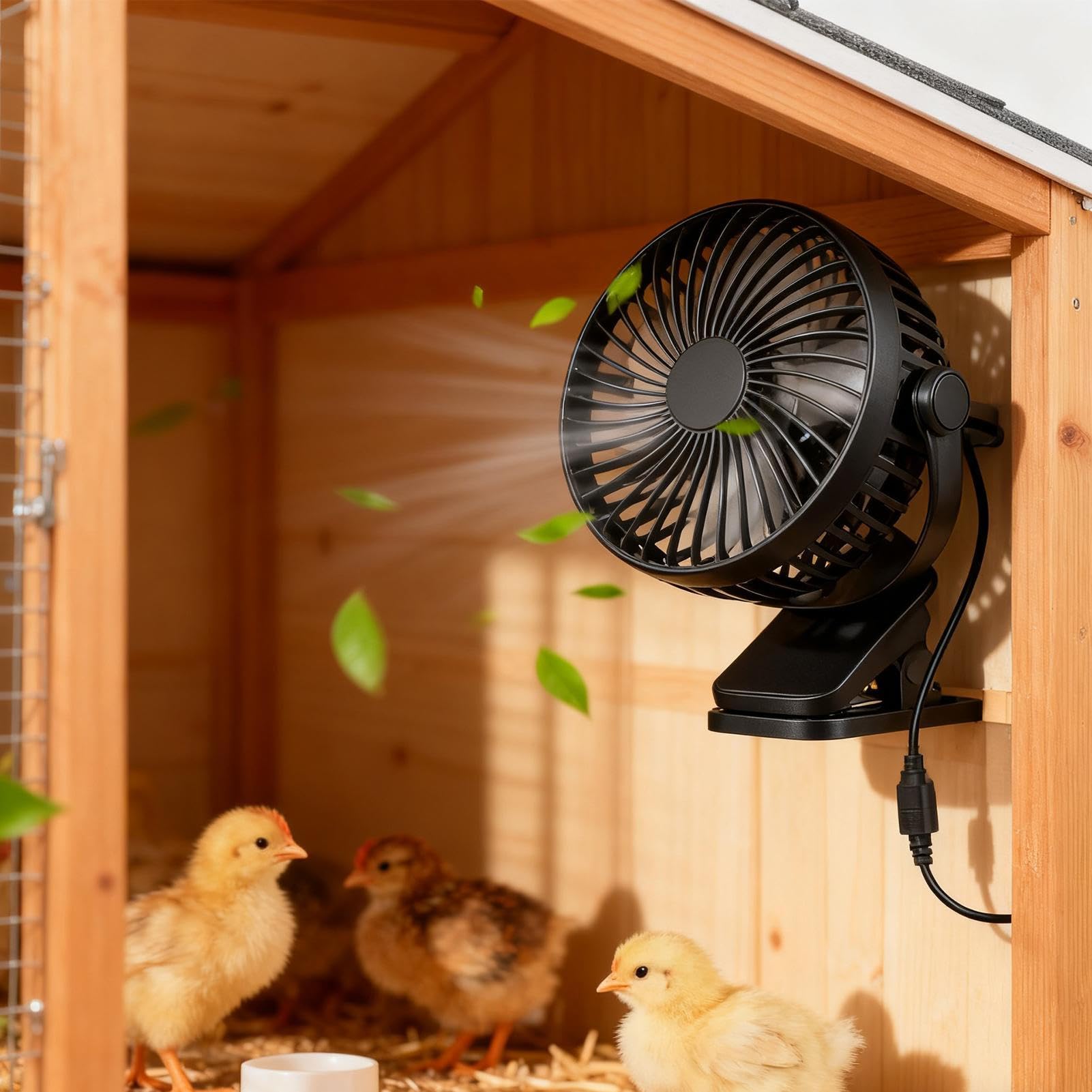 Ventilador de Planta, Ventilador De Giratoria De 360°, Dispositivo Para Intercambio Aéreo De Aves, Para Ático Cocina Garaje Invernadero Habitación Estudiante Granero Terraza Gallinero Gallinero
