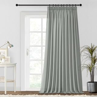 MRTREES Translucente Gardinen 90 Inch Curtain Pencil Pleat Tulle Für Schlafzimmer Wohnzimmer 90x90 Inch Gardinenstange 228cmx228cm Hellgrau