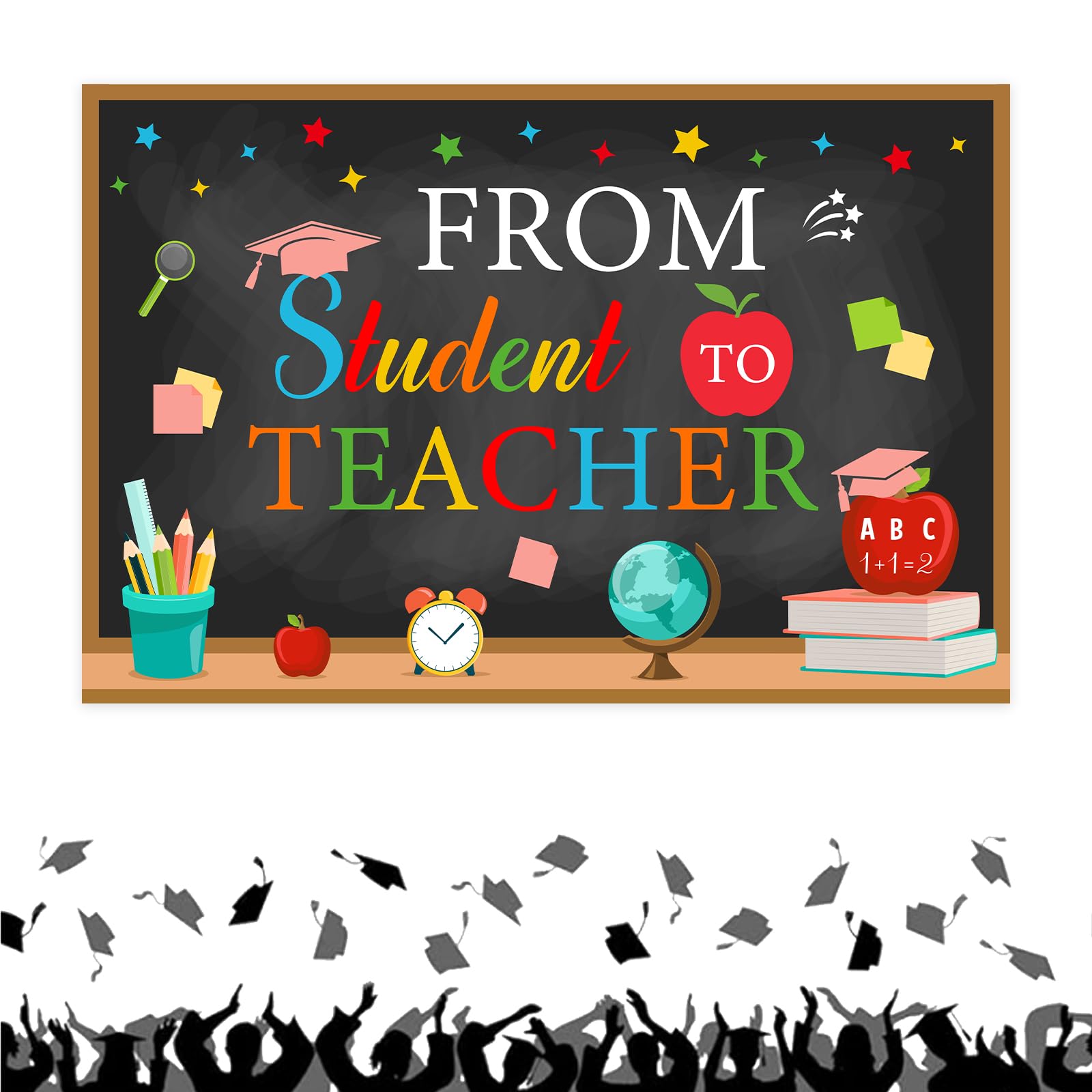 kreat4joy from Student to Teacher Decorations Backdrop, Teacher Graduation Party Decorations Backdrop Banner for College Class of 2026 Graduation