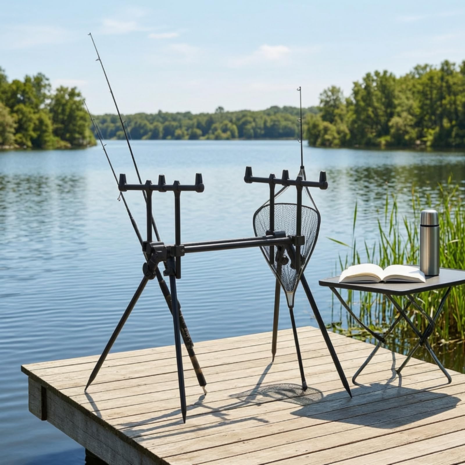 predolo Support Canne à Pêche Métallique Support Canne avec Pique Terre Compact pour Berge