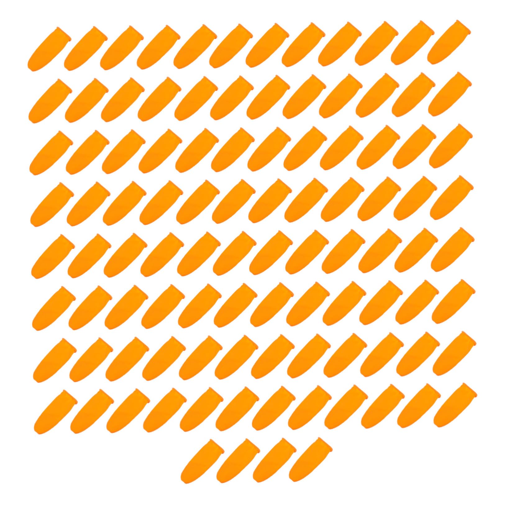 GOOHOCHY 100pcs Finger Cots Lab Finger Sleeves Protective Finger Cover Thumb Protector Anti Static Finger Sleeves Anti Slip Fingertips Sleeves Gloves for Working Out Emulsion Orange