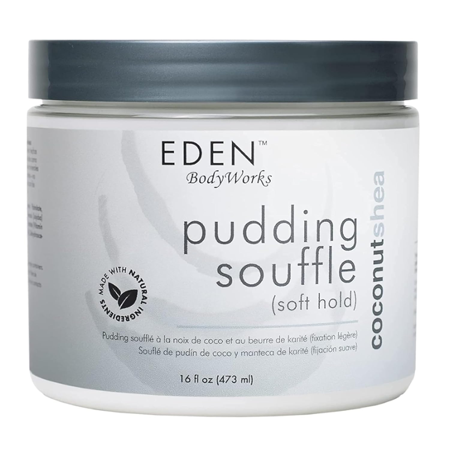 EDEN BodyWorks Coconut Shea Pudding Soufflé | Curl Cream for Curly Hair Products | Curl Defining Cream for Wavy Hair Products | Styling Cream for Soft Curls Hair Products | 16 oz