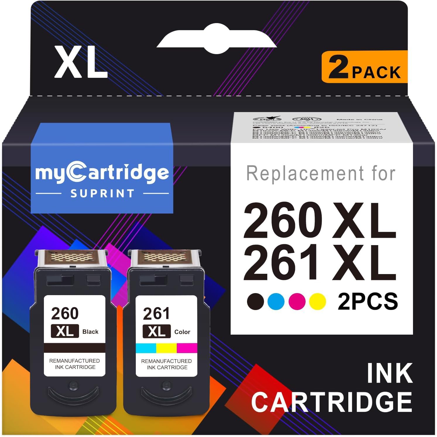 260XL 261XL Ink Cartridges Replacement for Canon 260 and 261 Ink Cartridges Printer Ink 260 and 261 Combo Pack Pixma TS6420a TS6400 TS6420 TR7020a TR7000 TR7020 TS5320 TS5300 PG-260 XL CL-261 XL