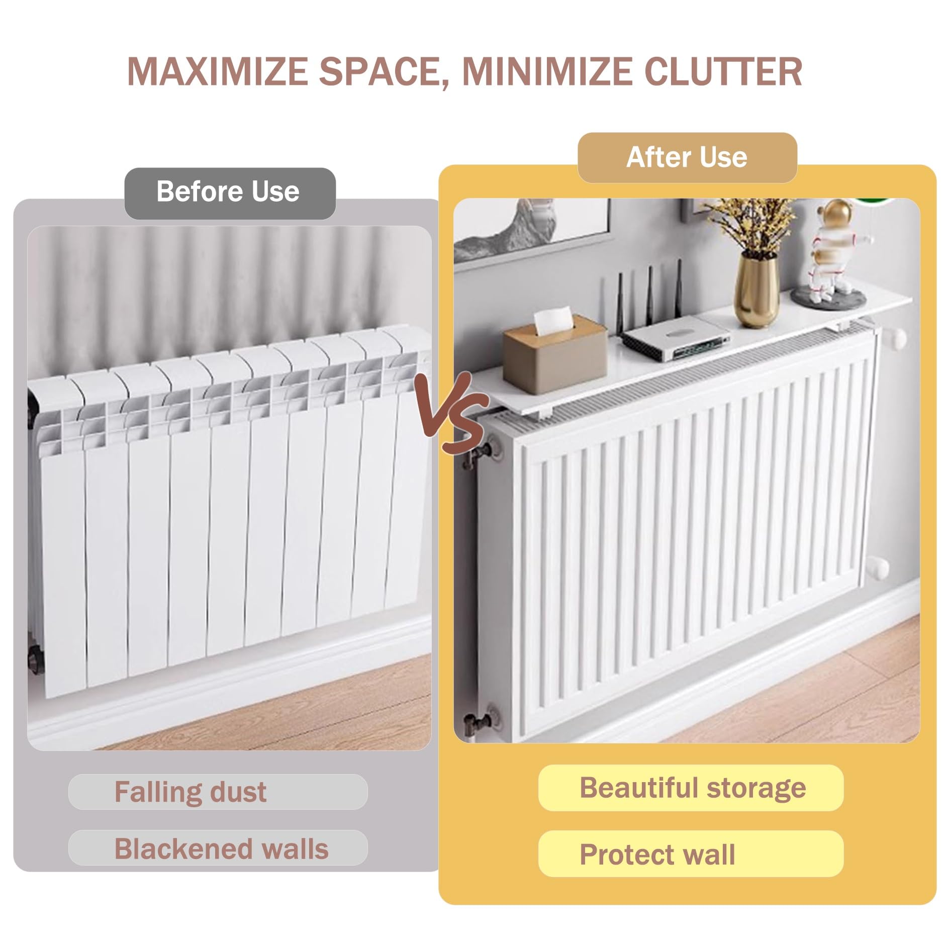 Mensola Sopra Termosifone,Copritermosifone Moderno,Mensole per Termosifoni,Mensola da Muro Senza Foratura,Mensola Copritermosifone,Mensole Bianche Antifumo Antipolvere,per Ufficio Domestico(70cm)