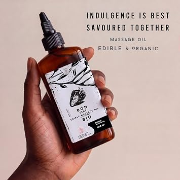 BIO Edible Massage Oil - Erotic, and Sensual: Perfect for Date Nights & Intimate Moments - Cosmos Organic - Natural Sweet Strawberry Aroma