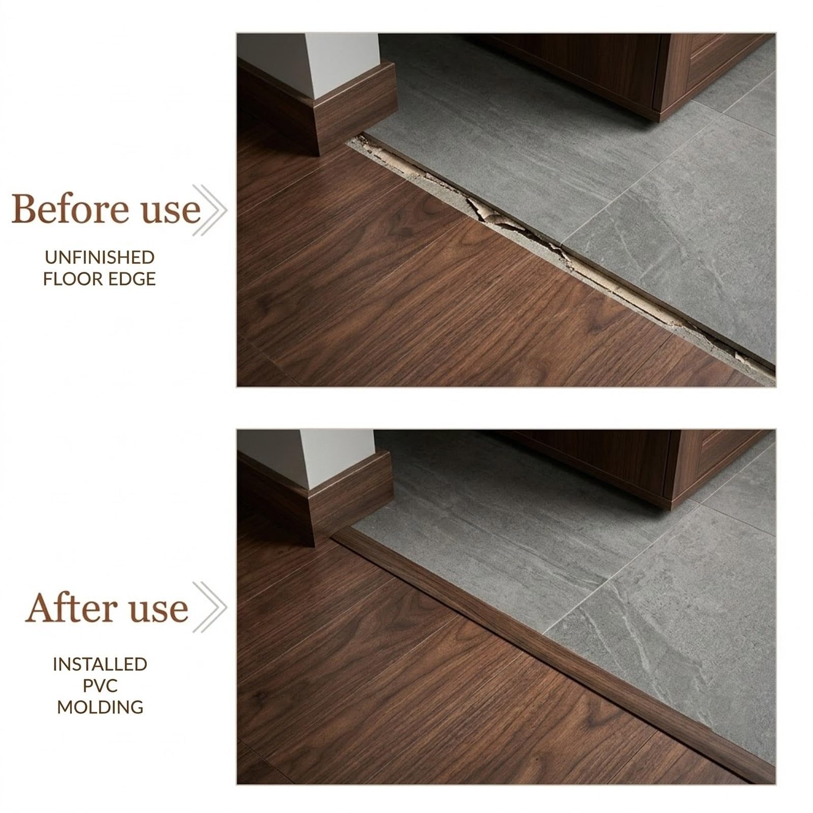 Perfil Transición Suelo en T Autoadhesivo Recortable 1 2 3 5 8 9 10m, Tira de Umbral PVC Flexible 50mm para Puertas, Tapajuntas Plano para Conectar Suelos Laminado y Azulejos