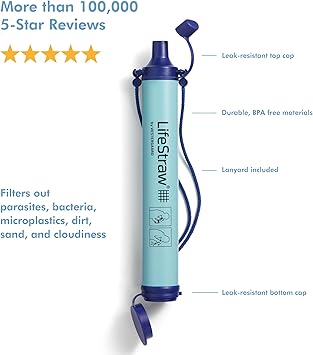 LifeStraw Personal Water Filter for Hiking, Camping, Travel, and Emergency Preparedness