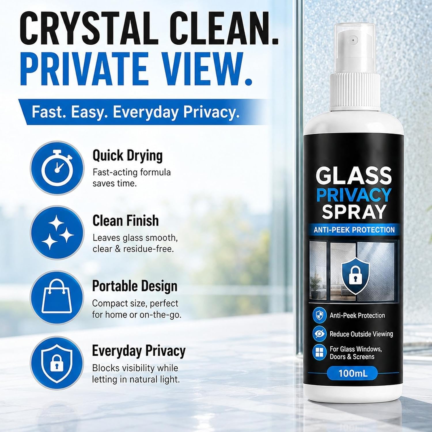 Window Frosting Spray 100ML Anti-peek Outside View Shade Mist