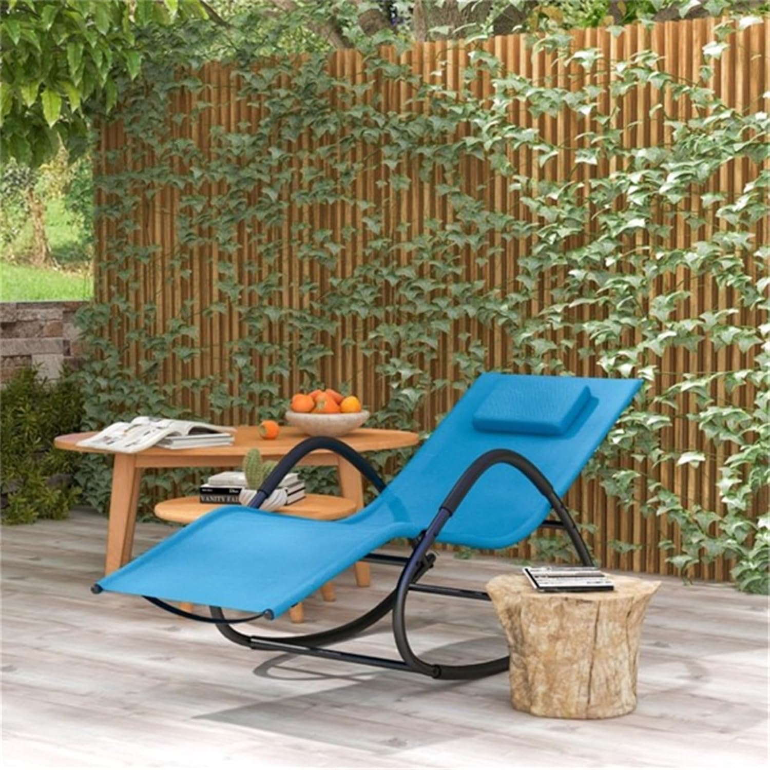 Leisure Chair Folding Chair Folding Deck Chair Rocking Chair Suitable for Indoor and Outdoor Balcony Beach Terrace Garden Courtyard Bright Blue