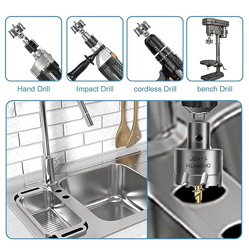 Miniatura 7 de TCT - Juego de sierra perforadora, paquete de 2 cortadores de agujeros con punta de carburo de tungsteno resistentes de 1-12 pulgadas (1.496 in)