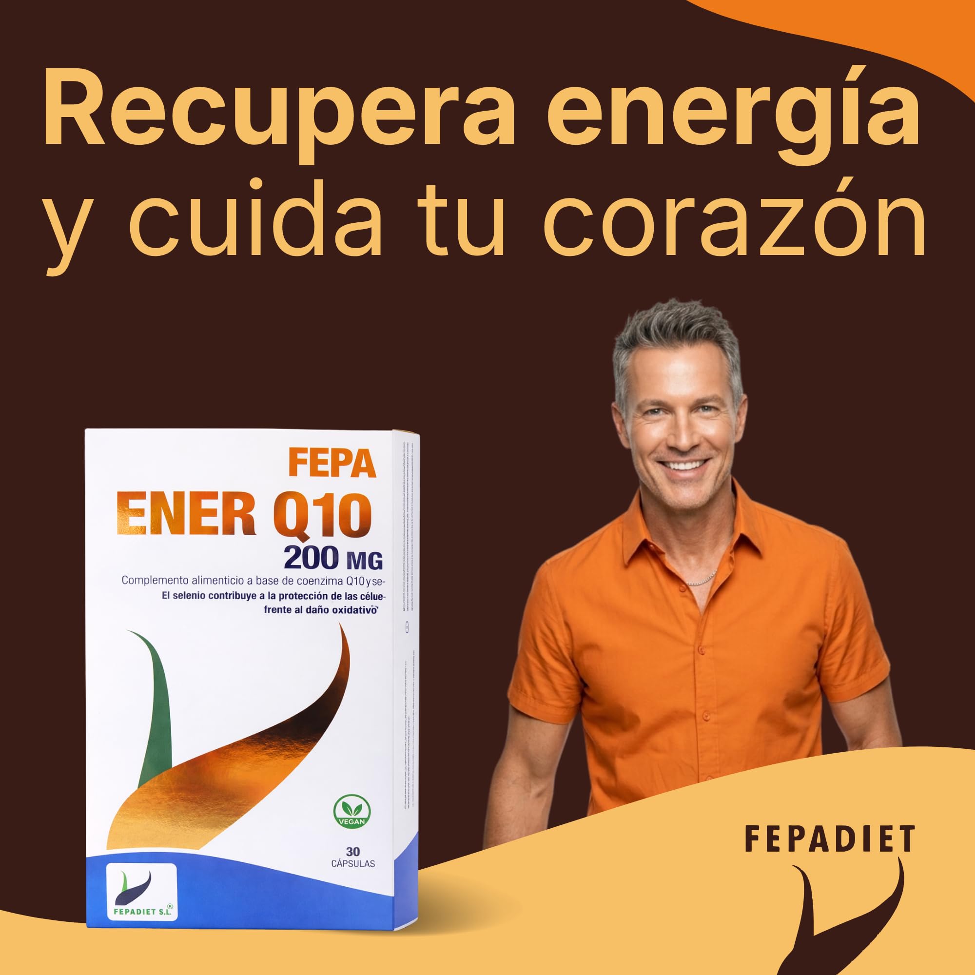 FEPA Ener-Coenzima Q10 – 30 Cápsulas Pack de 3 – Suplemento Alimenticio con CoQ10 y Selenio – Apoyo Energía y Bienestar General – Contribuye a la Protección Antioxidante – Fórmula Vegana – Fepadiet