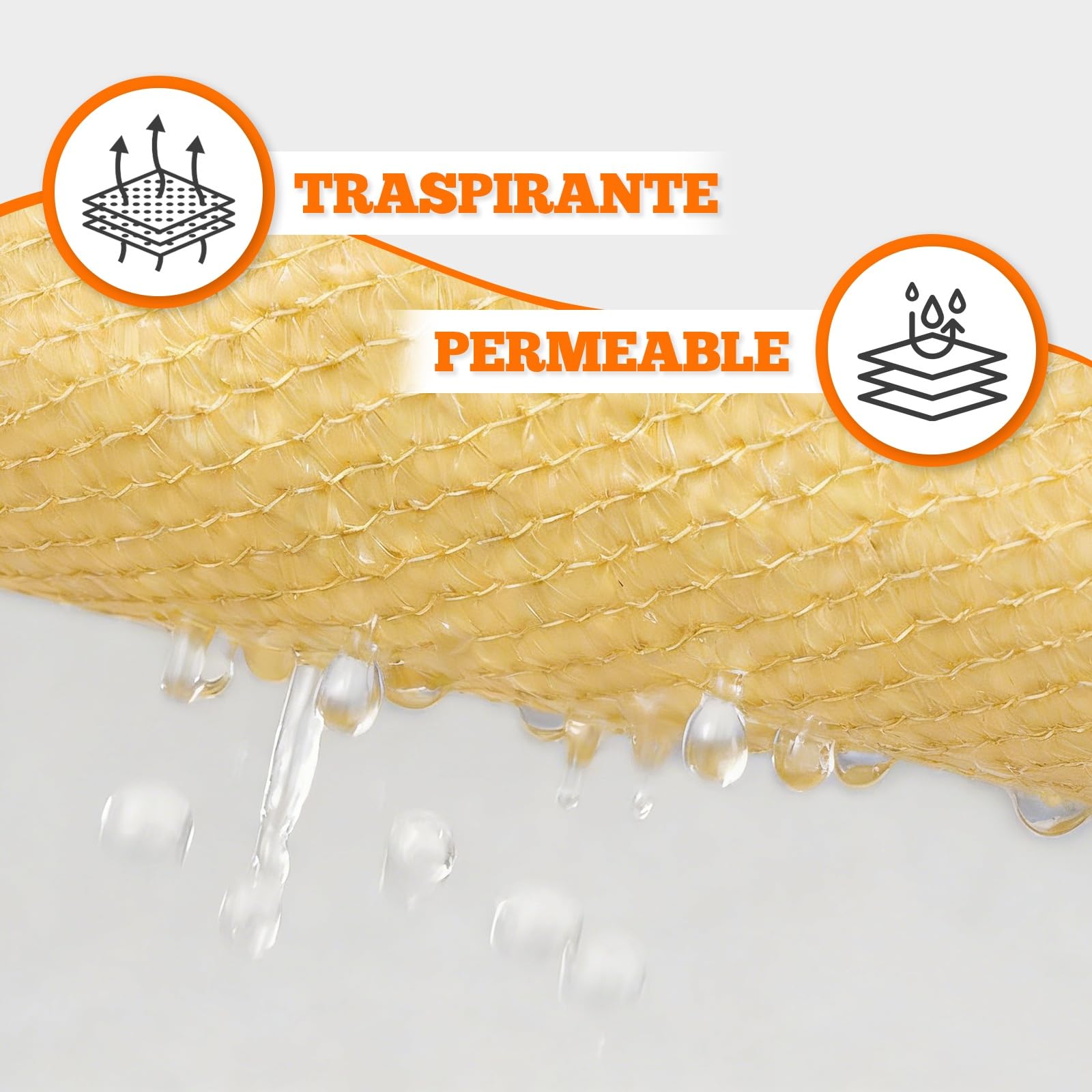Tenda A Vela Rettangolare 2.5x4m Vela Ombreggiante 185gsm HDPE Traspirante Protezione Raggi UV 95% per Esterno Giardino terrazza, Giallo sabbia