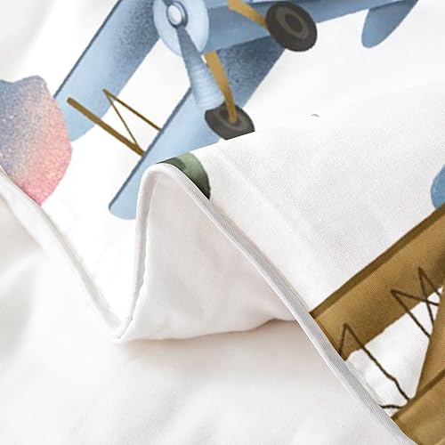 Miniatura 5 de Erosebridal Juego de funda de edredón de 100 % algodón para niños, niños, niñas, helicópteros, aviones, vehículos de transporte militar, funda de