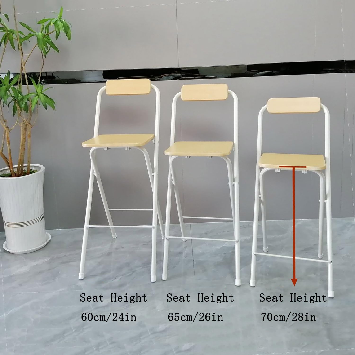Chaise Pliante Repose-pieds Chaise Haute Pliable FREAZE 45cm - Tabouret Bistrot Avec Dossier Et Repose-Pied Siège Bar Pliable