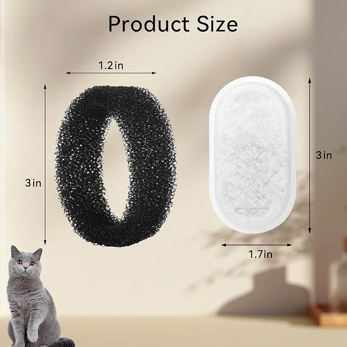 Pack de 24 Filtros y Esponjas para Fuente de Agua para Gatos miniatura 9