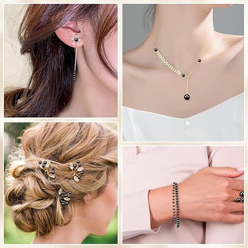 Miniatura 7 de Suream Cuentas para brochas de maquillaje, 1300 unidades, cuentas redondas negras, sin agujeros, de 0.315 in0.31 pulgadas, perlas de relleno de