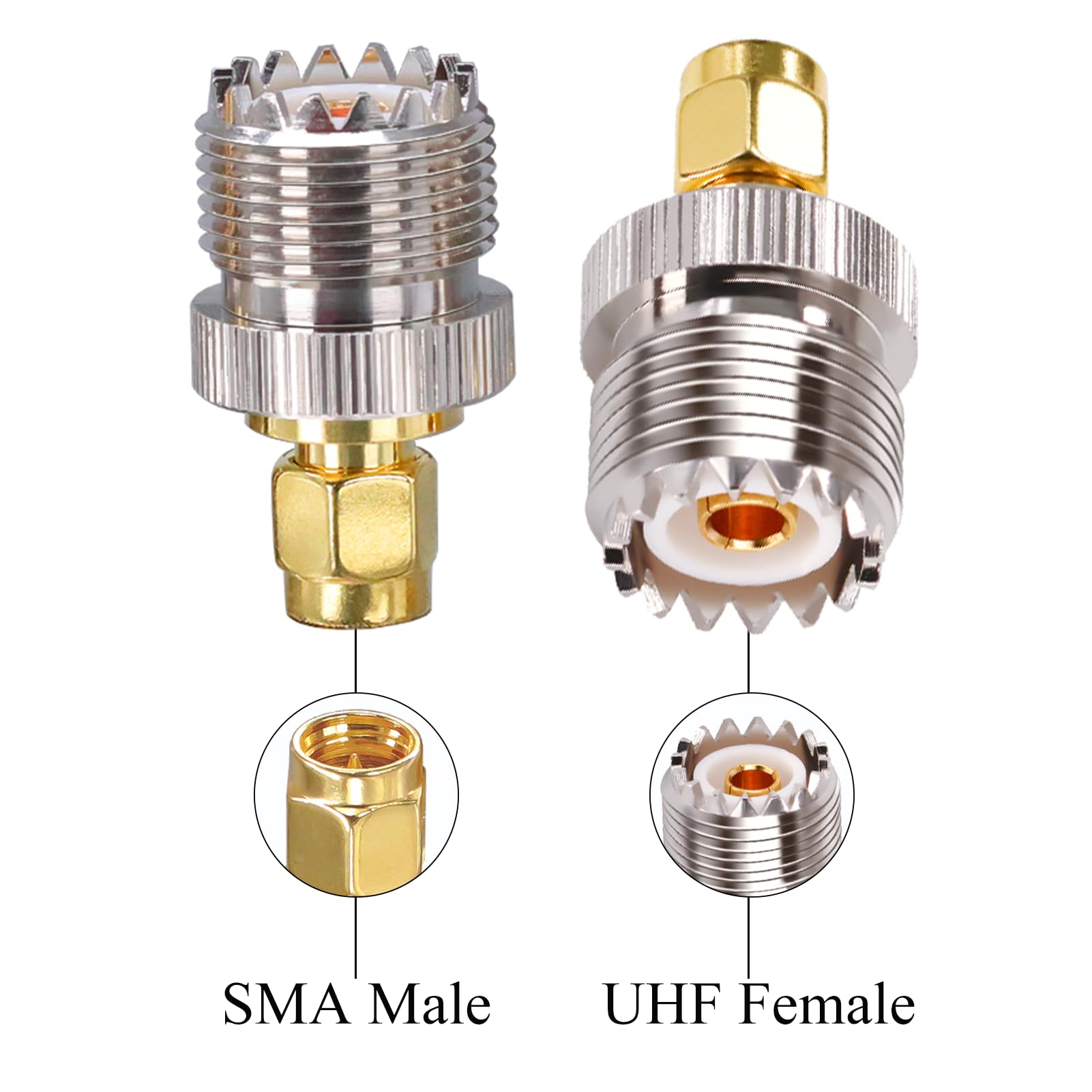 TUOLNK Adapter SMA PL259 - męski SMA na PL-259 żeńskie złącze koncentryczne UHF do radia CB - 2 szt