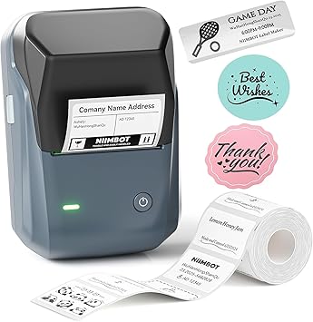 NIIMBOT B1 Label Maker Machine, Thermal Label Printer Easy to Use for Office, Home, Business, Came with 1 Roll White Label(Blue)