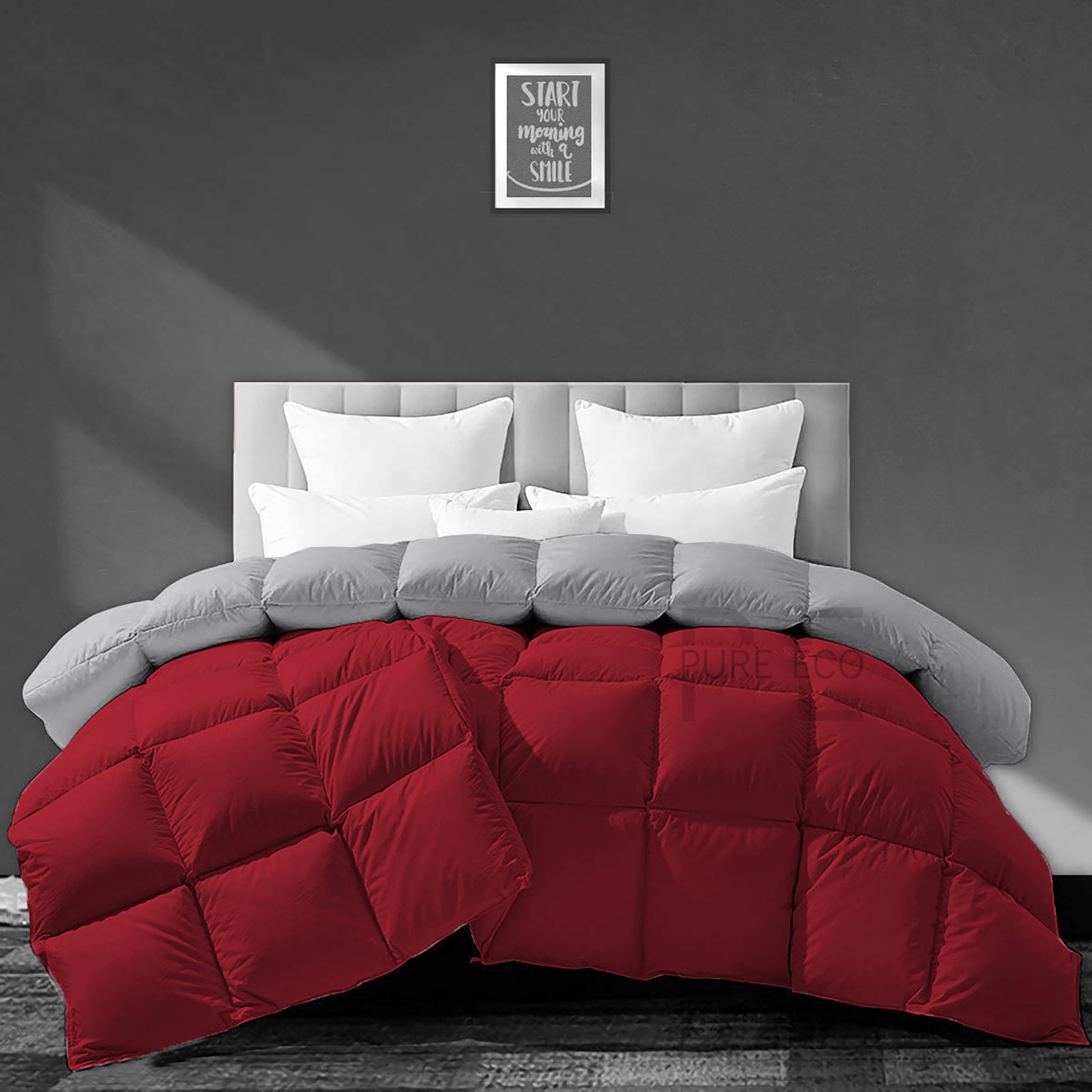PURE ECO 500 GSM Winter Comforter King Size (92"X106") - Premium Collection Heavy Winter Comforter 500 GSM Microfiber Fill - Duvet/Blanket King Size - Burgundy/Silver Grey Color-picture-34