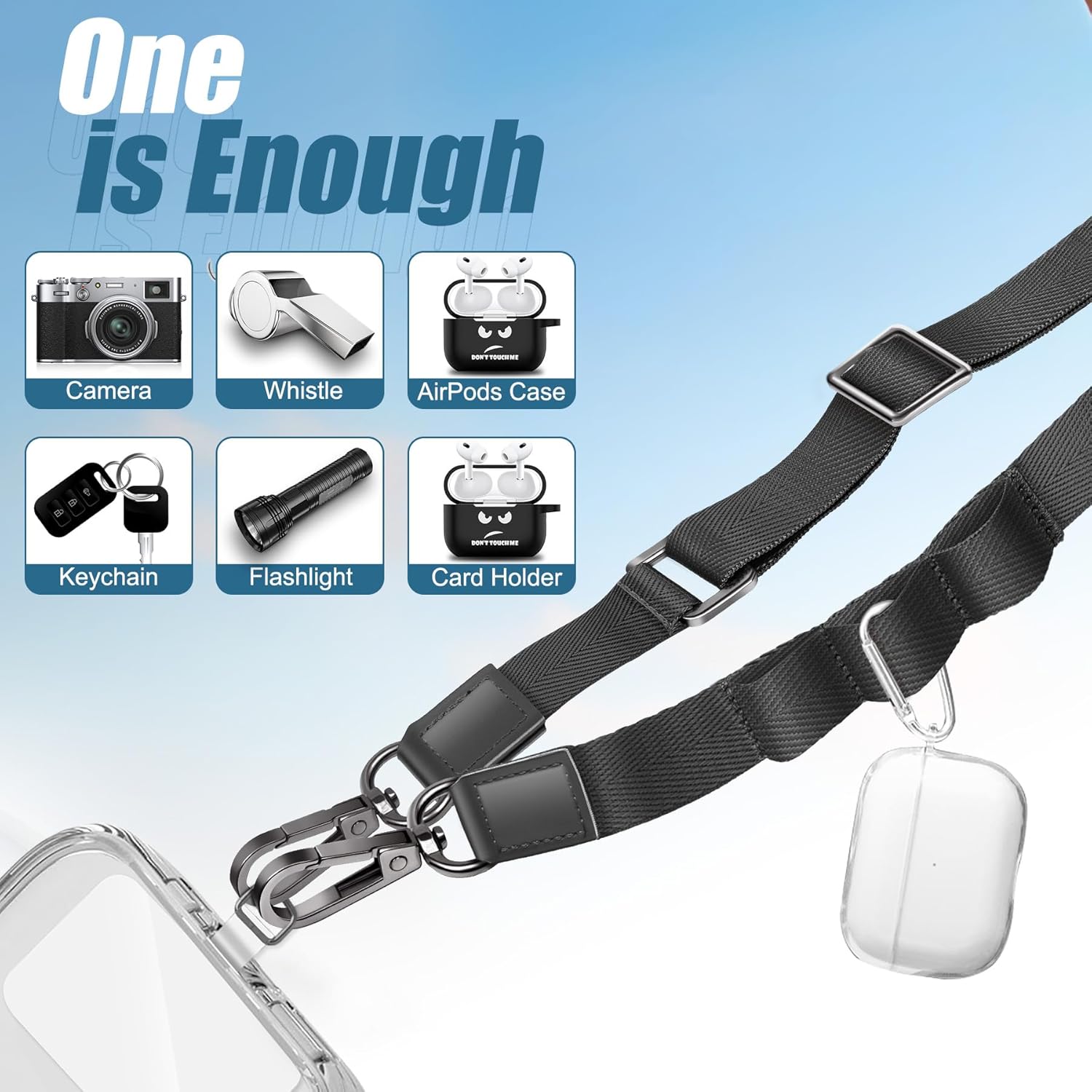 Phone Lanyard Crossbody Phone Strap - Universal Adjustable Cell Phone Lanyard Neck Strap (Black01) - Image 3