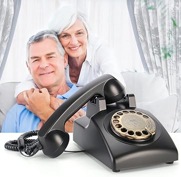 Rotary Retro Telephone,1950's Old Antique Corded Landline Dial Phones, Classic Desk Wall Phone for Home Office Decor