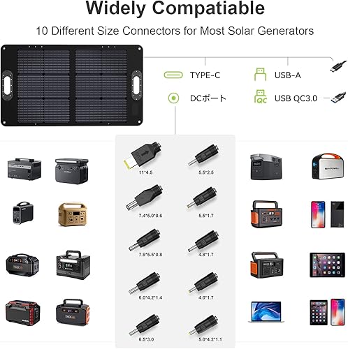 Miniatura 7 de 60W Panel solar portátil de alta eficiencia plegable Kickstand impermeable IP67 para estación de energía portátil Camping viaje al aire libre
