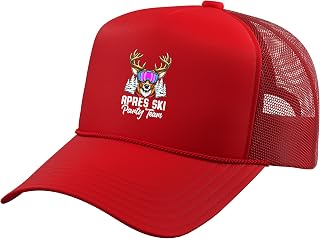 Apres Ski Party Team Deer Goggles Snow Fun Trucker Hat with Adjustable Mesh Back