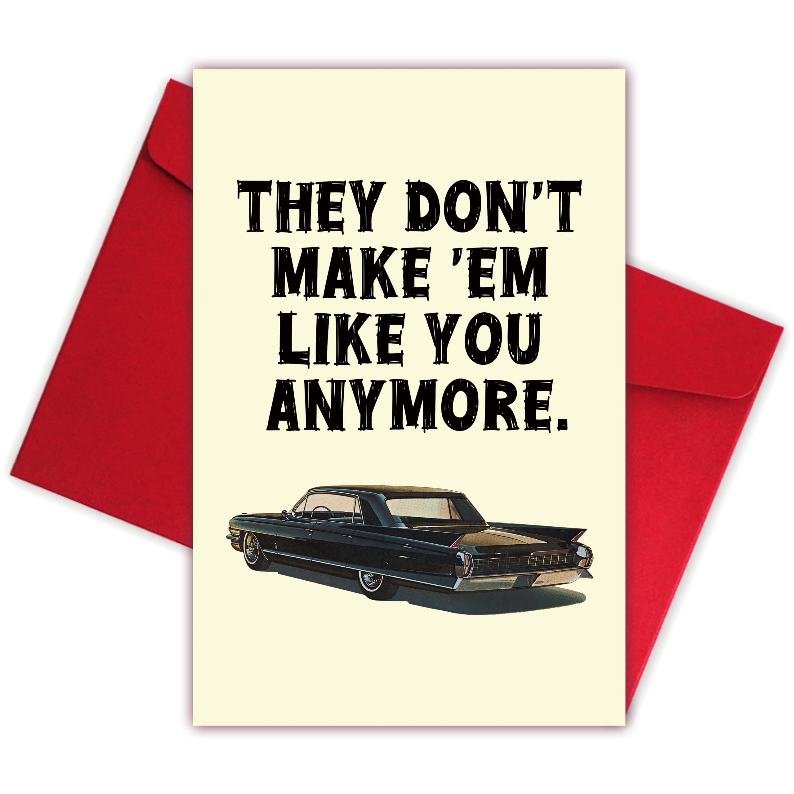 Bewoow Vintage Classic Car Father's Day Card For Him Men, One-Of-a-Kind Father's Day Card For Dad, They Don't Make 'Em Like You Anymore