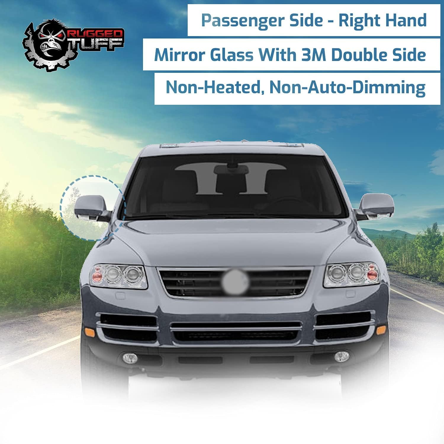 Passenger Side Mirror Glass Replacement For 2004 2005 2006 Volkswagen Touareg VW Right Convex Mirrors With Adhesives exactafit 8922R