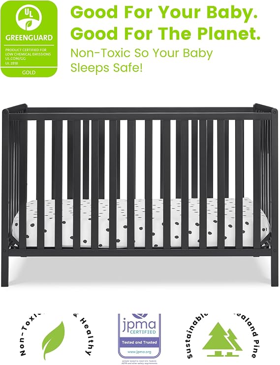 Delta Children Heartland 4-in-1 Convertible Crib, Black