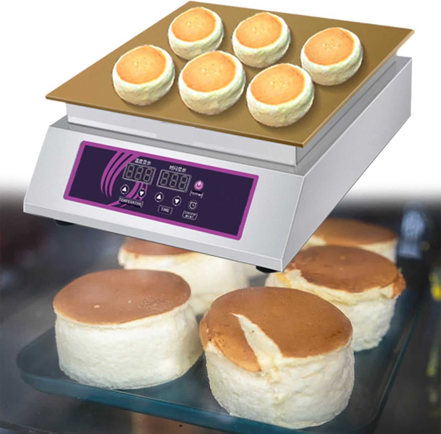 60-240℃ Electric Dorayaki Baker Pancake Maker, Stainless Steel Souffle Making Machine, Copper Plate Muffin Maker, Commercial Electric Griddle,A,A