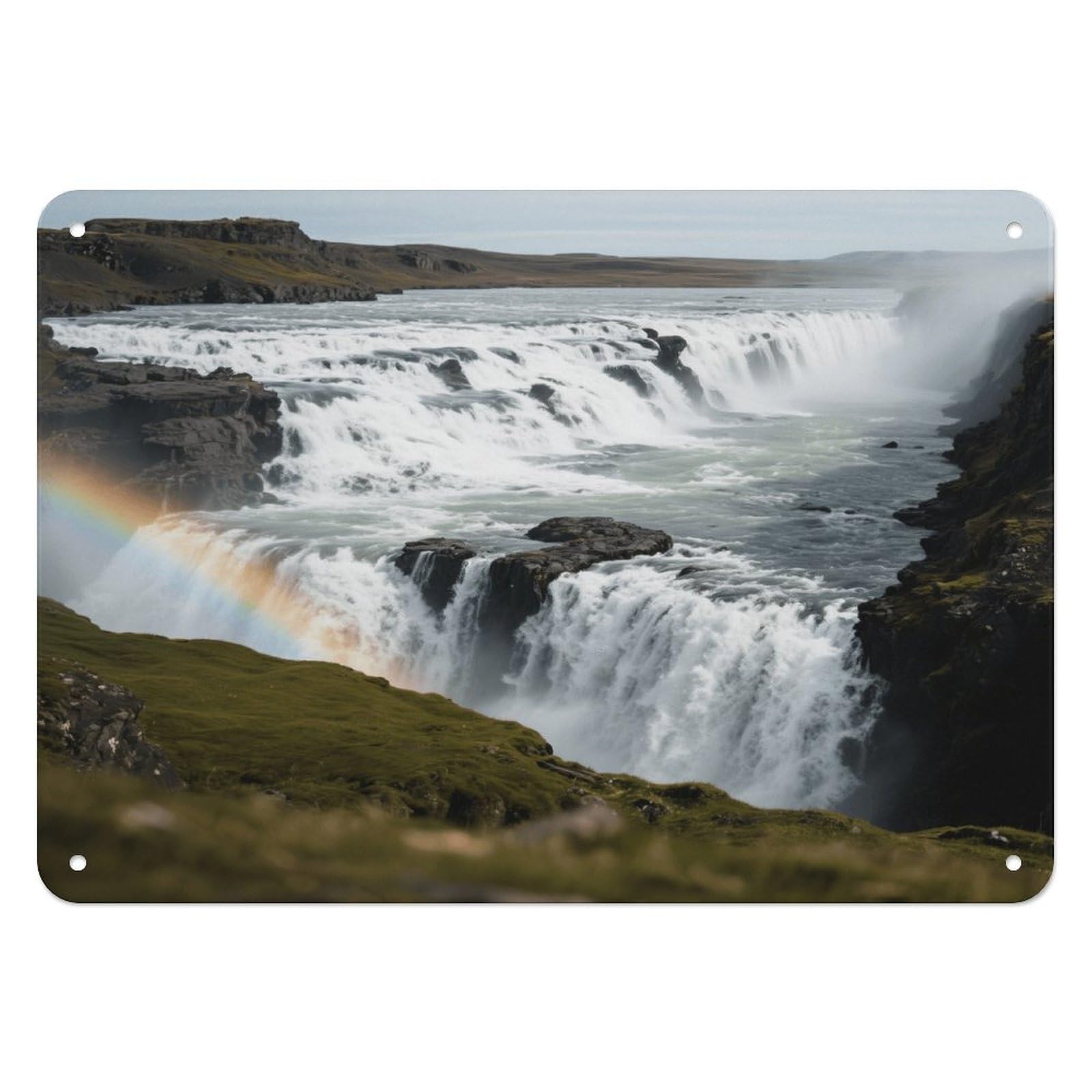 Fekiloot Style Golden Waterfall Rainbow Wall Decor Iron Painting Metal Sign