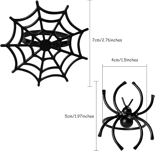Miniatura 2 de FEPITO 12 anillos de servilleta de Halloween, portavasos de araña negra para decoración de mesa de fiesta de Halloween, fiestas temáticas fantasmas