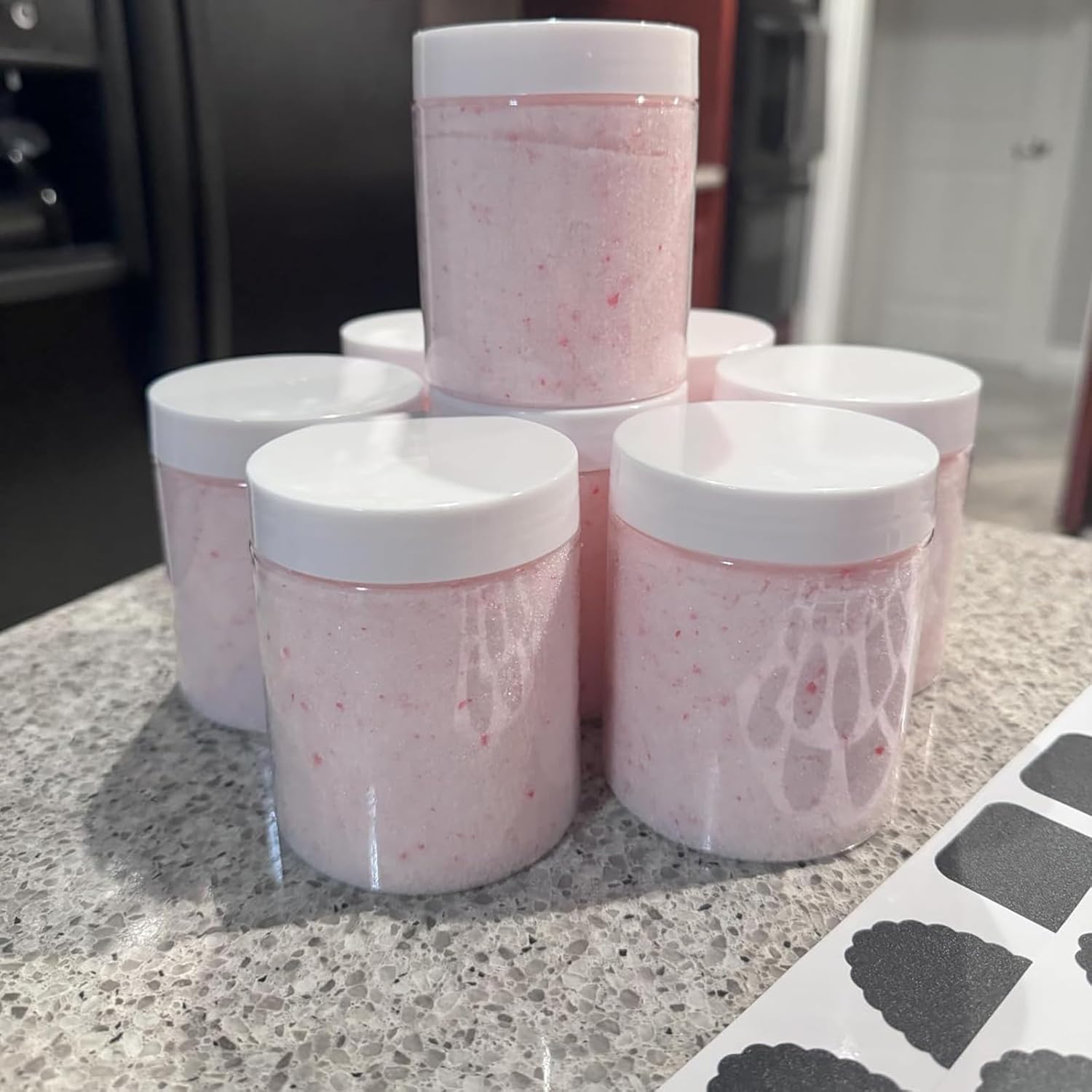 JEUIHAU 46 Pack 8 OZ Plastic Jars with Lids, Clear Empty Slime Storage Containers, Plastic Cosmetic Containers for Slime Making, Food, Beauty Products, BPA Free