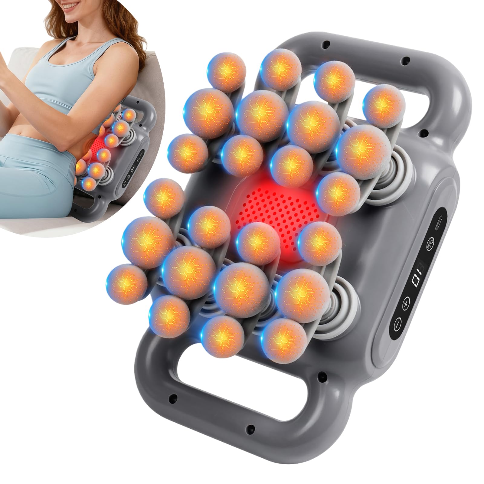 Pistola de masaje de 24 cabezales, 9 modos y 9 niveles, masajeador muscular para alivio del dolor muscular en casa, oficina, regalos para hombres y mujeres
