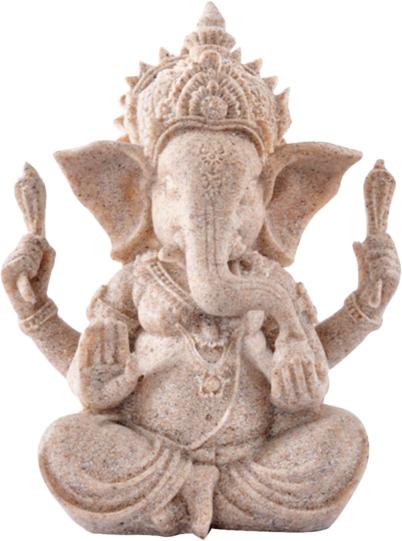 Ganesh Buddha Statue Sandstone Elephant Sculpture Fengshui Figurine Craft Home Decor