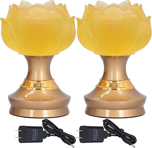 Lámpara de loto budista, accesorio para decoración del hogar, 2 unidades, lámpara LED de loto de Buda de imitación de esmalte de color, luz de
