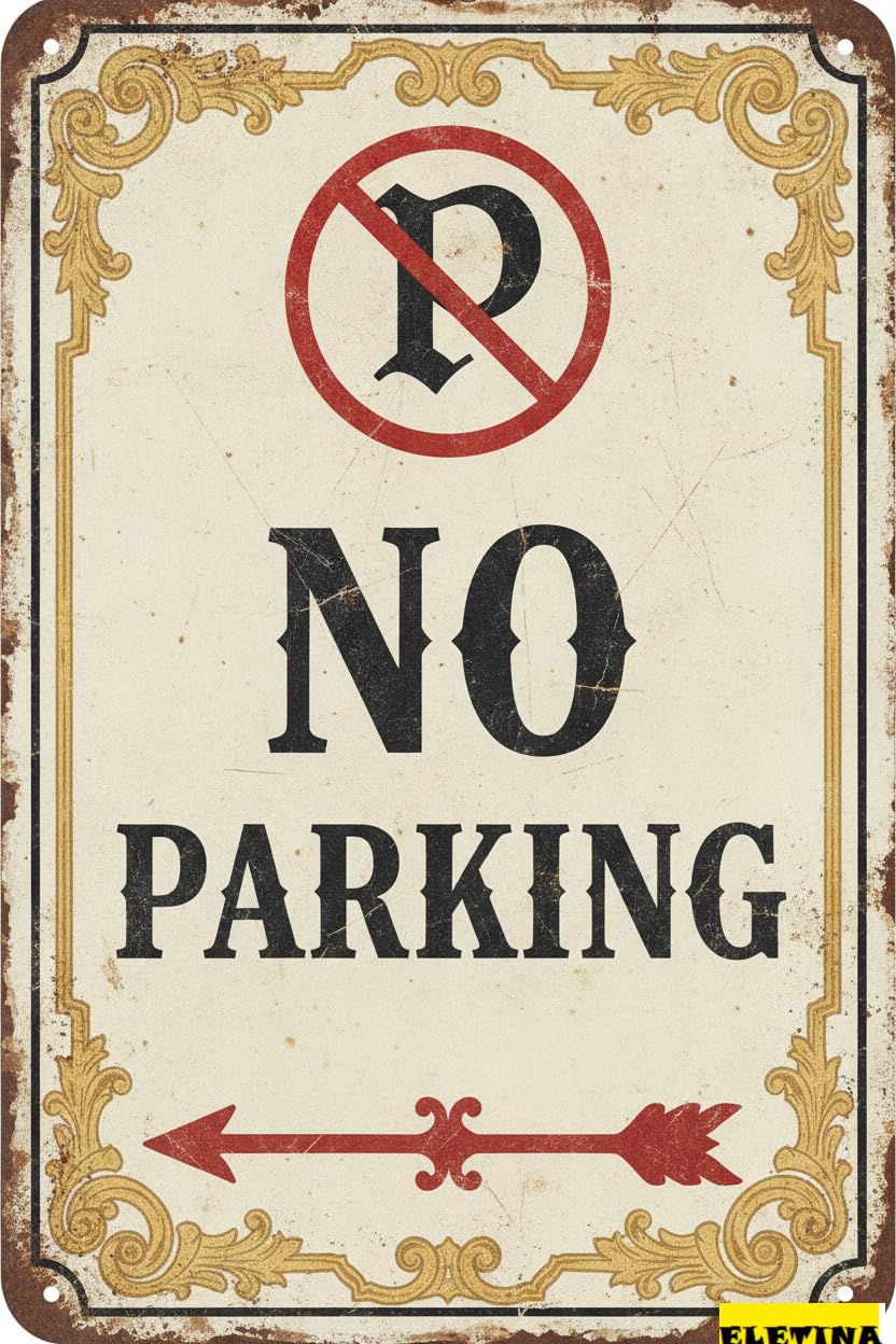 No Parking Warning Tin Sign, 8x12 Inch Business Art