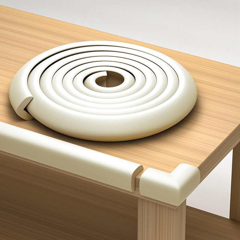 Protectores de esquinas y bordes de muebles | Cojín protector de espuma de 20,4 pies | Parachoques de 18 pies 8 esquinas adhesivas seguras para niños | Juego de protección para bebés y niños, no tóxico y seguro para mesa, chimenea y encimera | Blanco