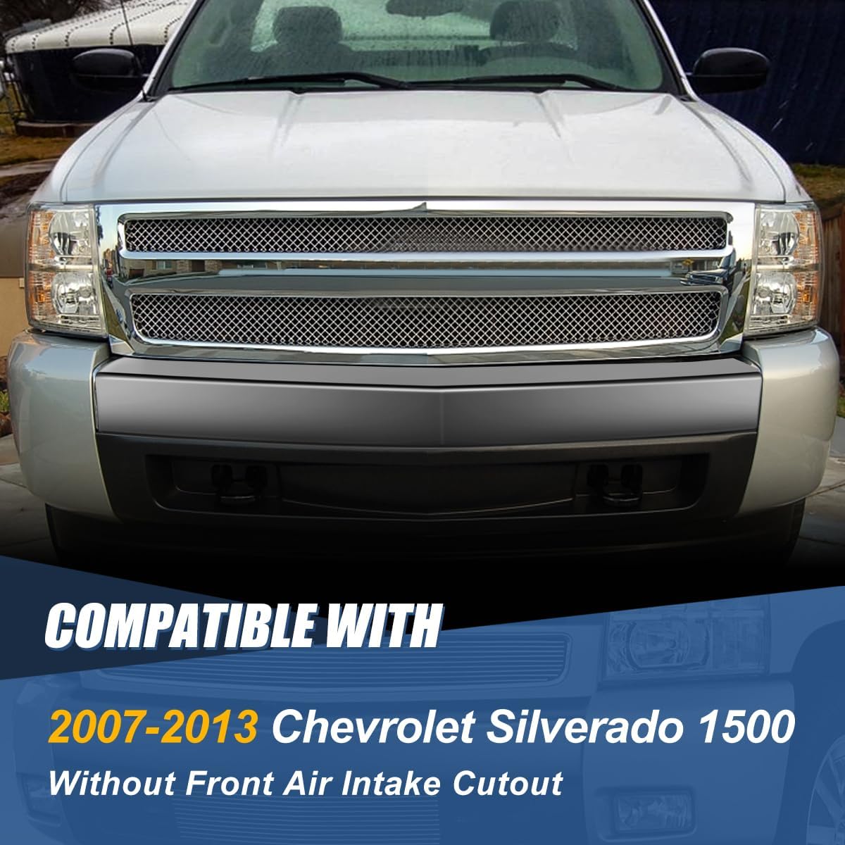 Auto Dynasty Front Bumper Impact Face Bar Compatible with 2007-2013 Chevrolet Silverado 1500, Non Front Air Intake Cutout, Matte Black